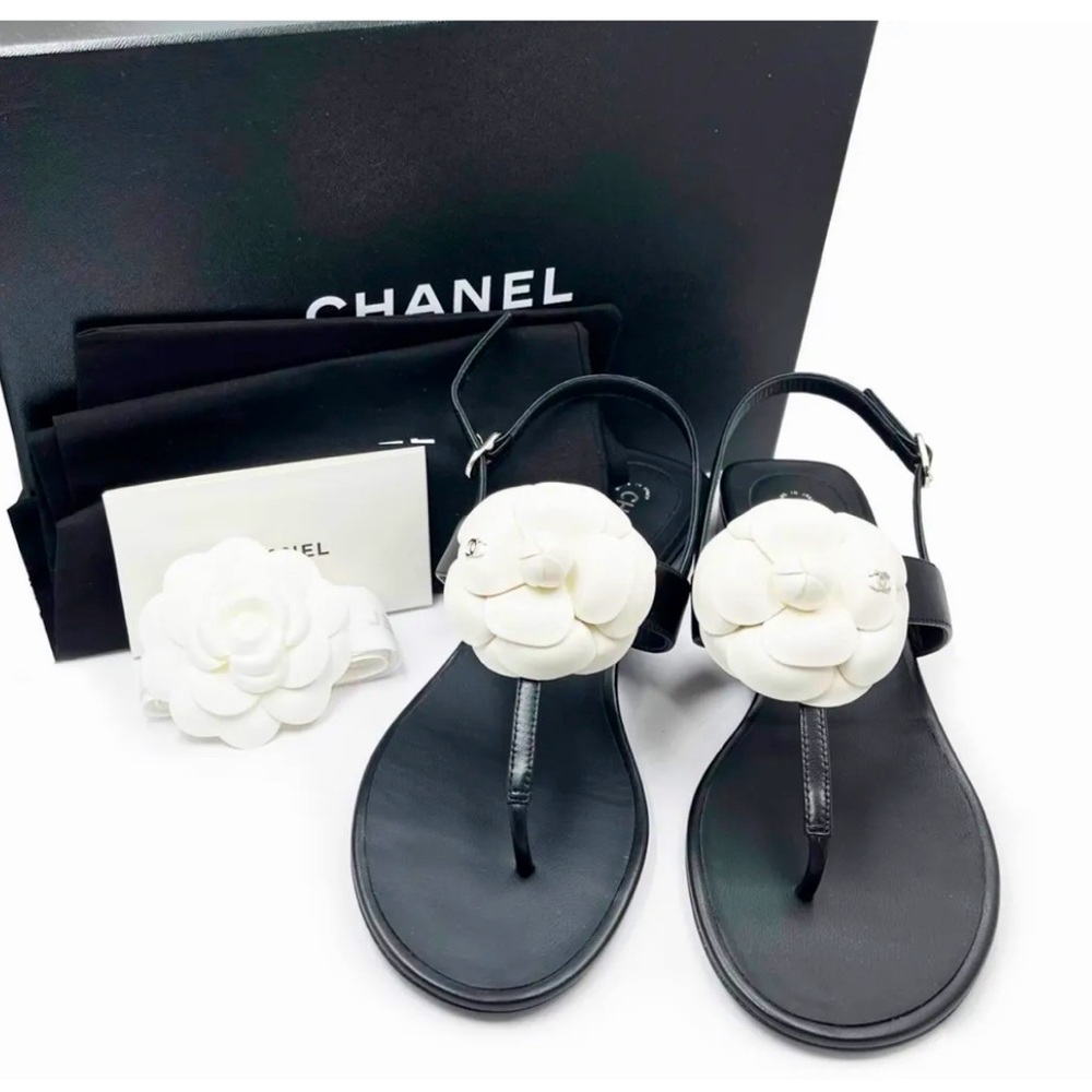 Authentic Chanel Camellia Sandals